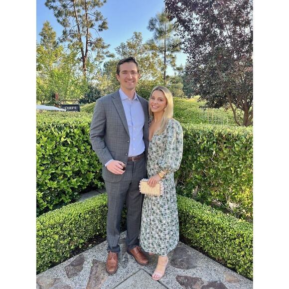 MARYSIA Green White Floral Printed 100% Cotton Drop Waist Imperialis Dress M - Picture 14 of 16